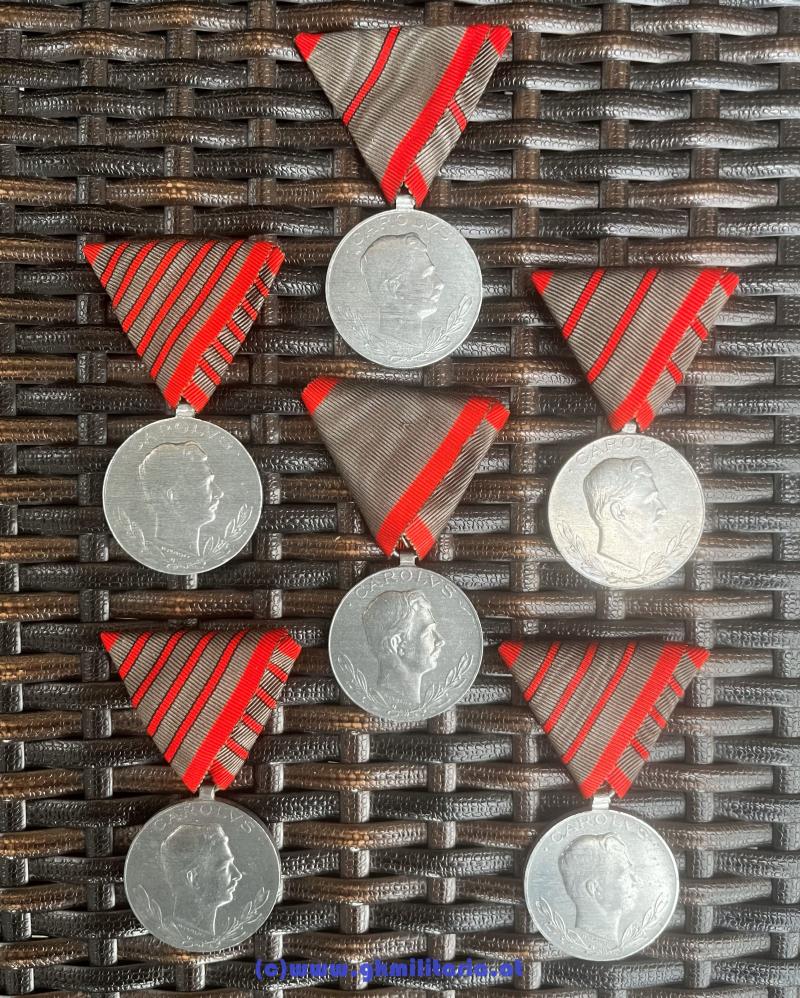 6er Satz Verwundetenmedaille Kaiser Karl I. - MINT!