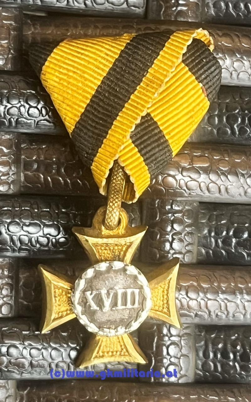 k.u.k. Militärdienstzeichen für XVIII Jahre für Mannschaften und Unteroffiziere - MINIATUR!! RARITÄT!!