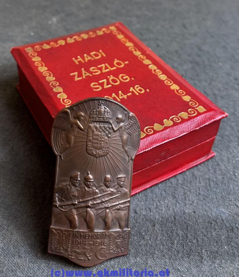 k.u.k. Patriotisches Abzeichen Ungarn - 4er Bund! - im originalem Etui!