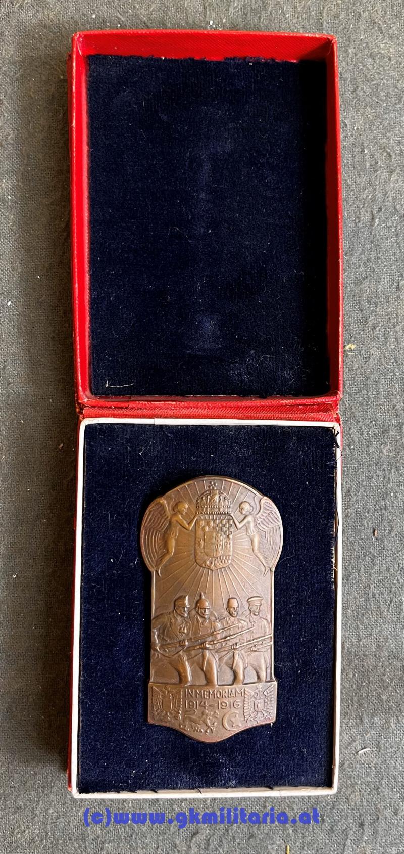 k.u.k. Patriotisches Abzeichen Ungarn - 4er Bund! - im originalem Etui!