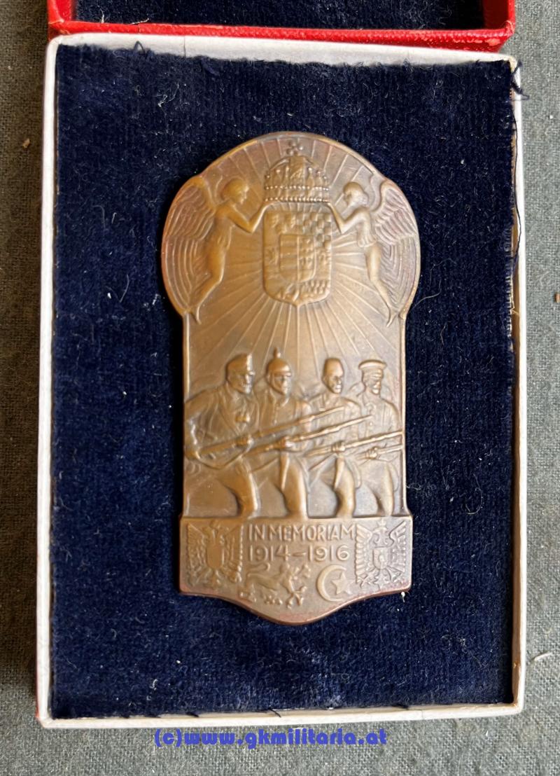 k.u.k. Patriotisches Abzeichen Ungarn - 4er Bund! - im originalem Etui!