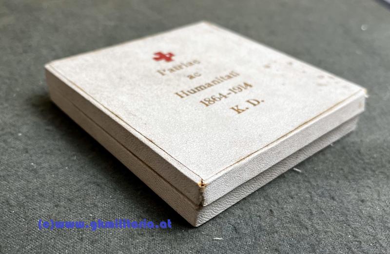 k.u.k. Silberne Ehrenmedaille v. Roten Kreuz mit KD und Damenmasche im Kartonetui!!