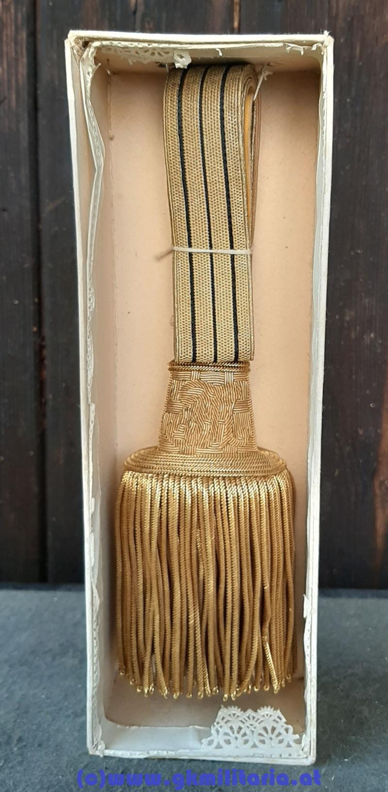 k.u.k. Portepee für Offiziere Säbel Kaiser Franz Josef I. - im originalem Verkaufskarton!