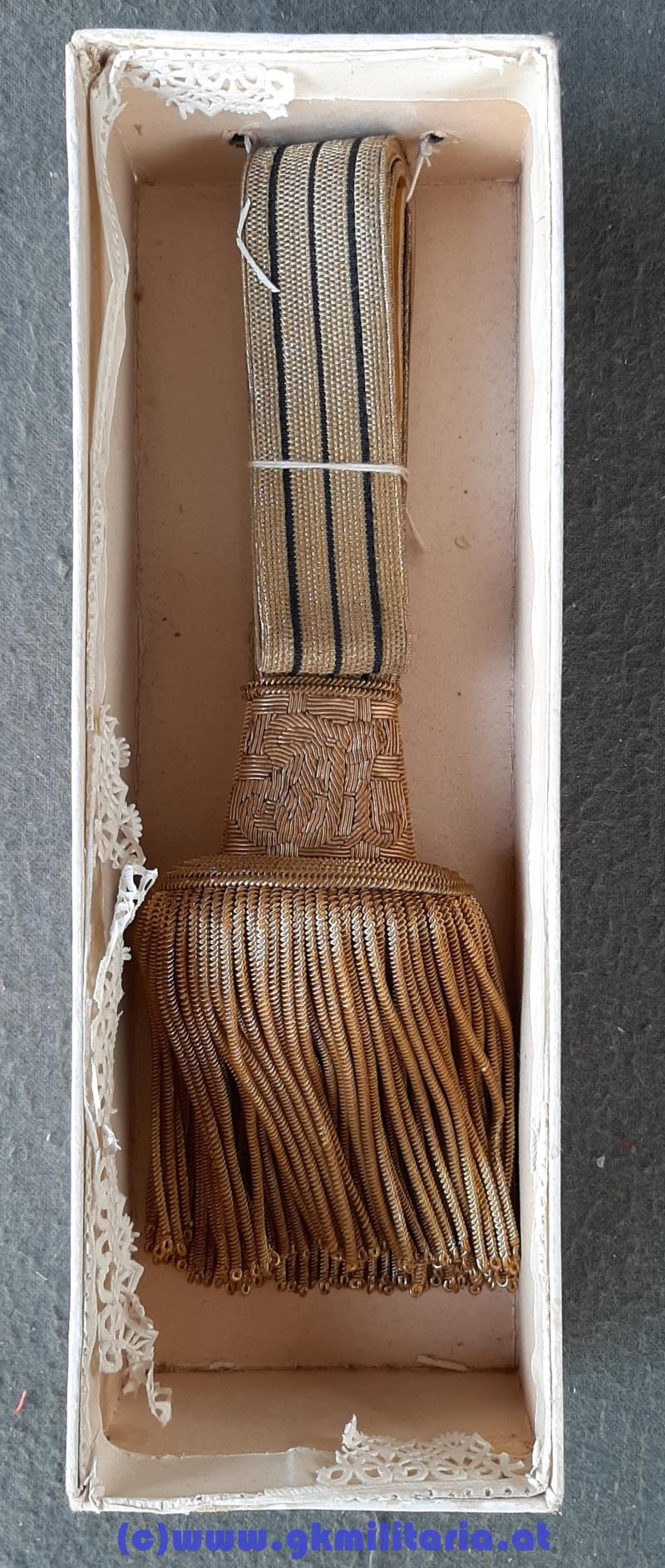 k.u.k. Portepee für Offiziere Säbel Kaiser Franz Josef I. - im originalem Verkaufskarton!