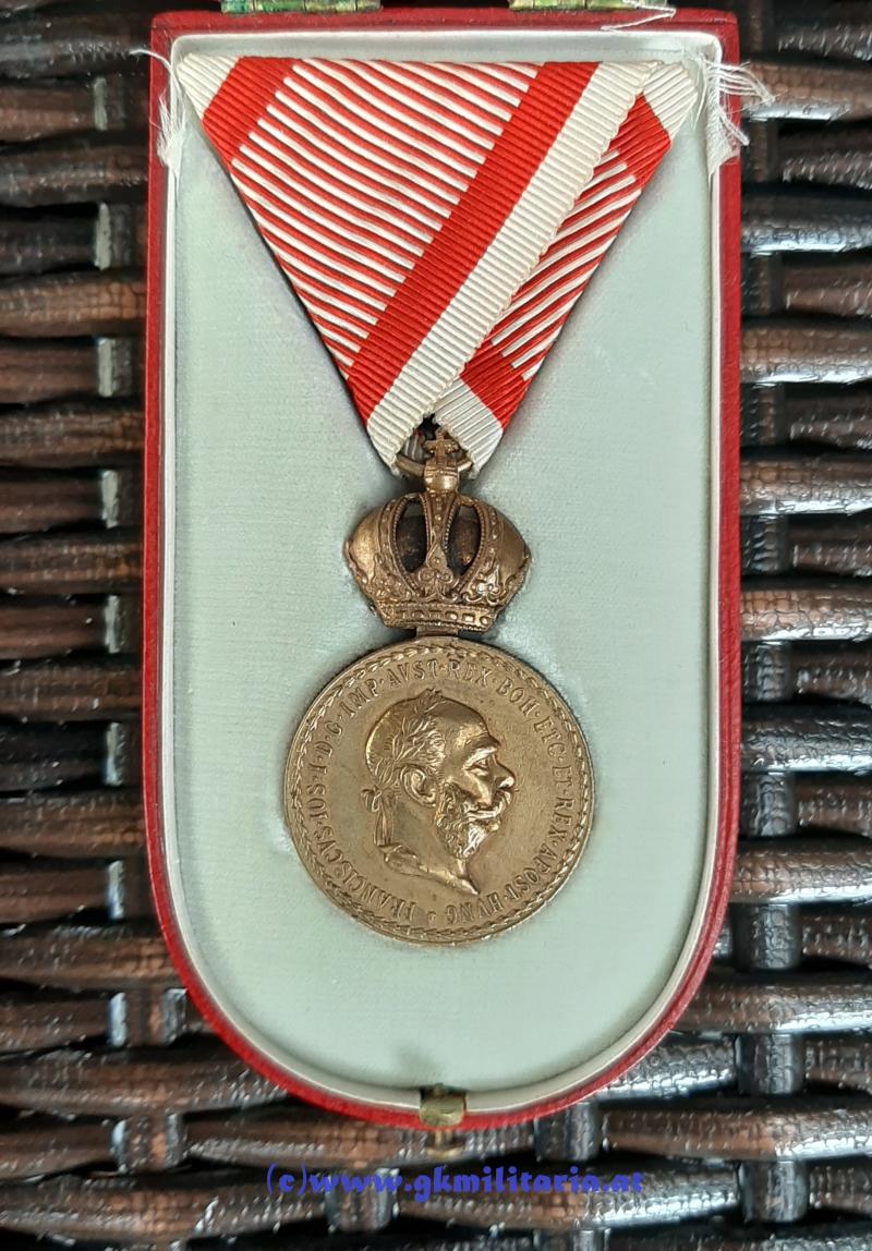 k.u.k. Bronzene Militärverdienstmedaille Kaiser FJ I. mit Widmungsetui des Böhmischen Infanterie-Regiment Nr. 36!! - TOP!!