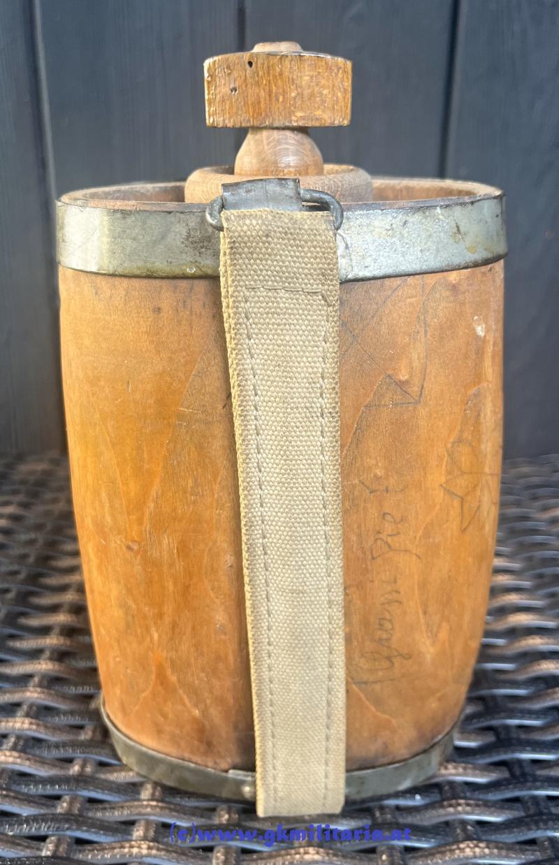Italienische Feldflasche um 1915 aus Holz! - I.WK - Selten!