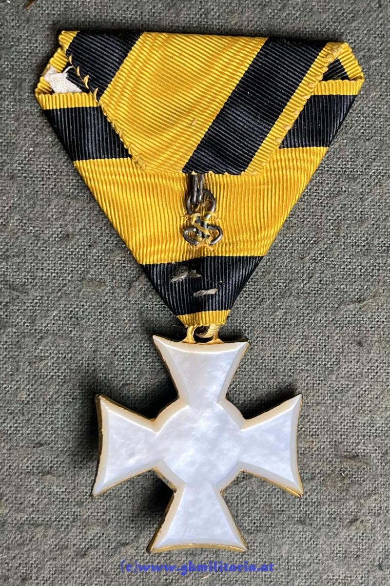 k.u.k. Militärdienstzeichen f. Offiziere 1. Klasse 25 Jahre - sehr frühe Variante Perlmutt! - Luxusfertigung!