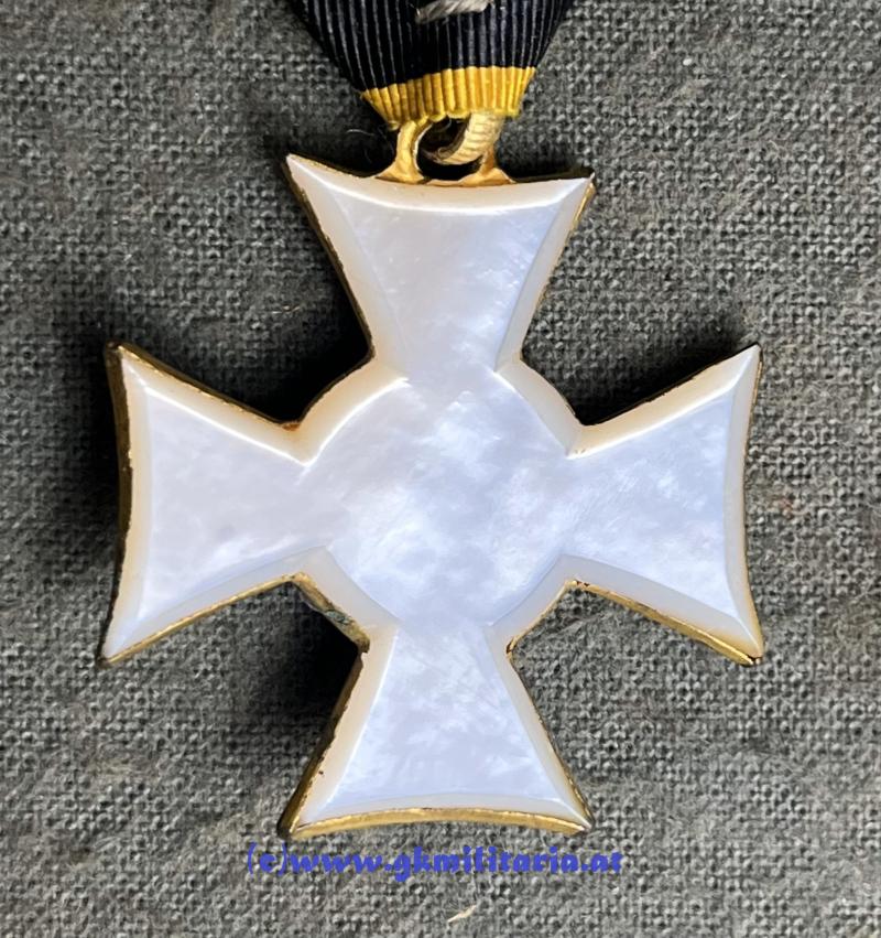 k.u.k. Militärdienstzeichen f. Offiziere 1. Klasse 25 Jahre - sehr frühe Variante Perlmutt! - Luxusfertigung!