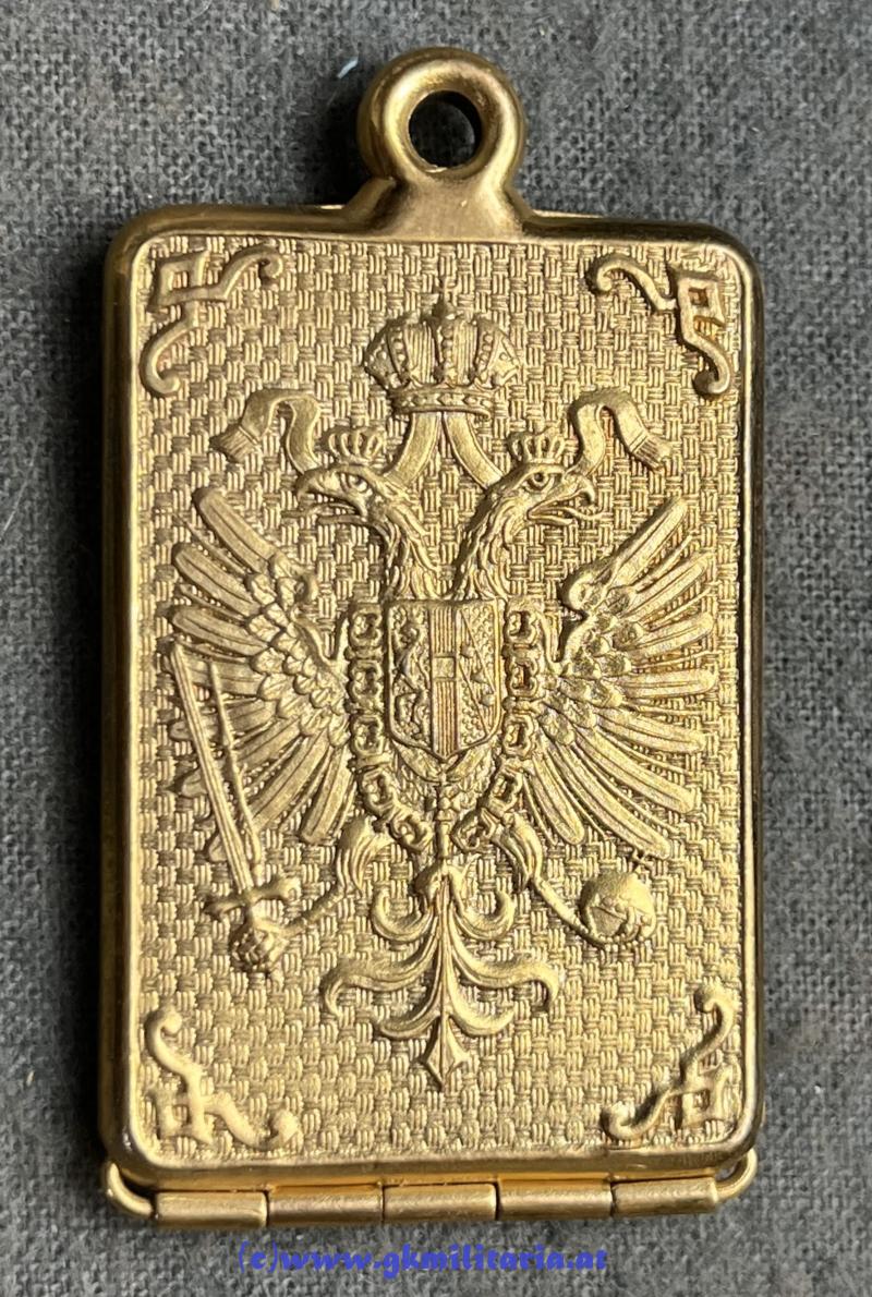 k.u.k. Erkennungsmarke für Offiziere - Kaiser FJ I. - Lt. Sandtner Ldst.-Inf.-Reg. 1 Wien - Variante