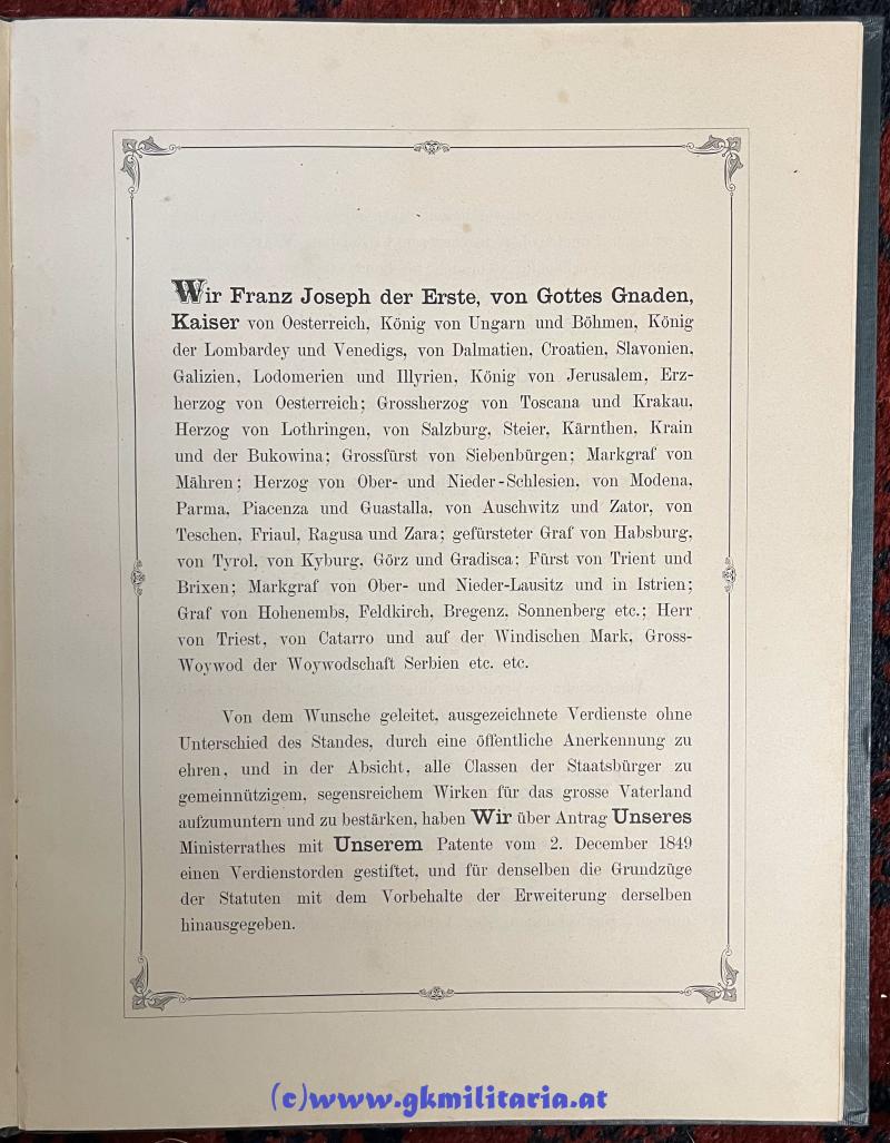 Große k.u.k. Verleihungsurkunde Ritterkreuz Kaiser Franz Joseph-Orden + Statuten!! 1898!!