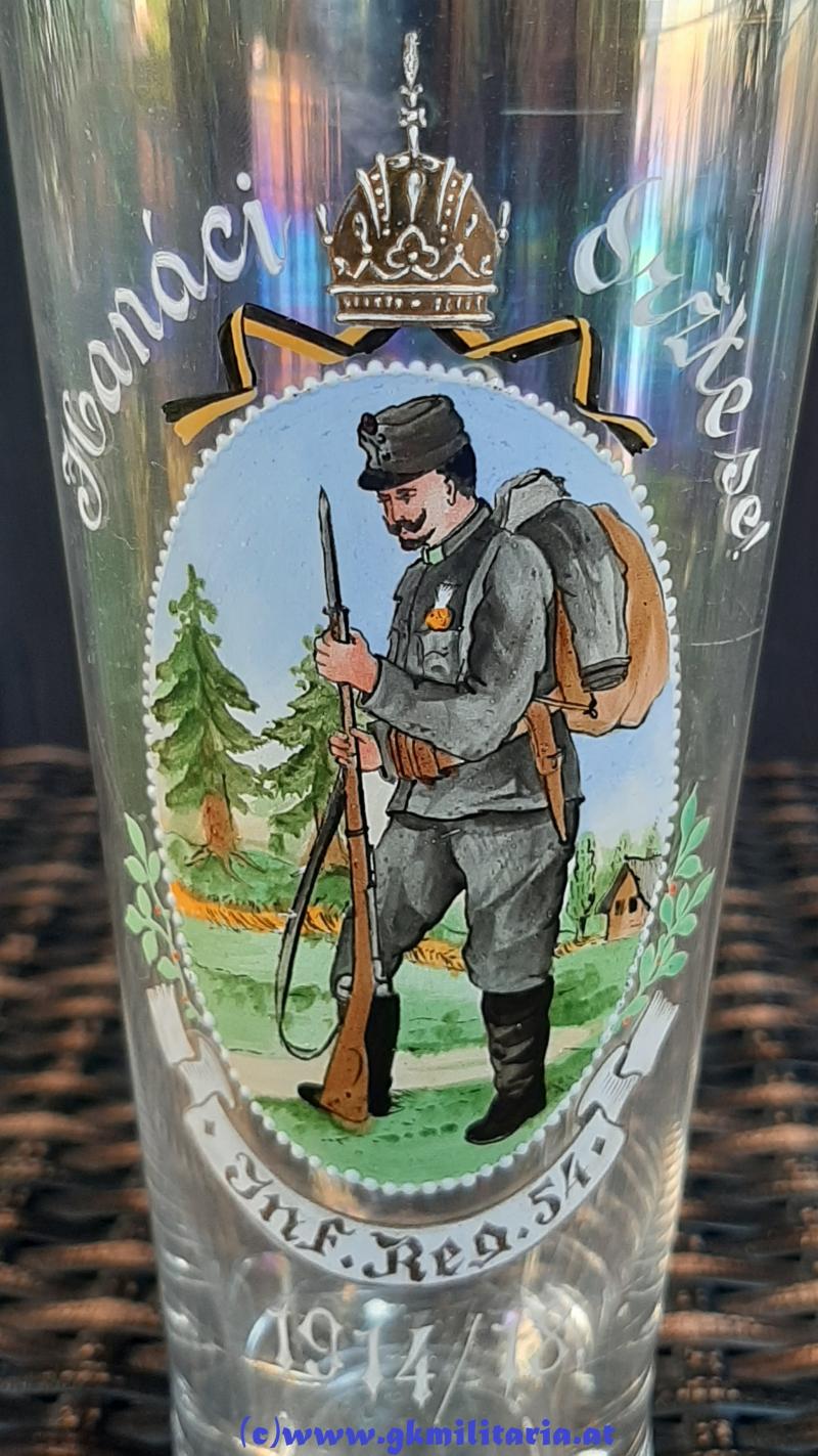 Regiments-Glas k.u.k. Infanterie-Regiment Nr. 54 1914-1918 - Ölmütz/Jägerndorf!! - Sehr Selten!!