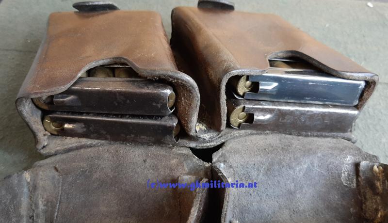 k.u.k. zweiteilige Patronentasche M95 - mit 4 Ladestreifen mit Übungspatronen!!