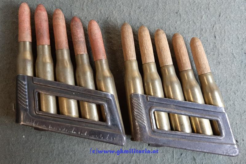 k.u.k. zweiteilige Patronentasche M95 - mit 4 Ladestreifen mit Übungspatronen!!