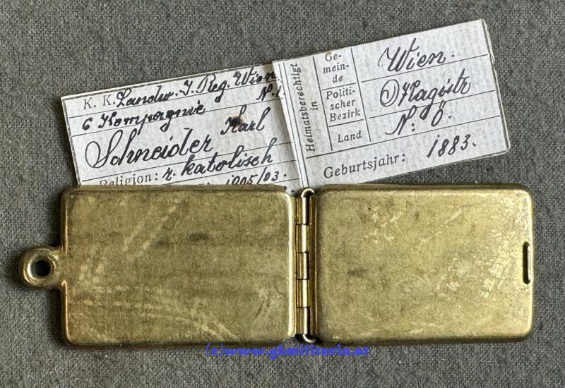 k.u.k. Legitimation/Erkennungsmarke - Landwehr - Infanterie - Regiment