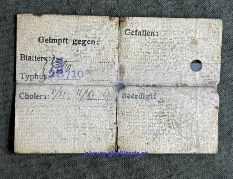 k.u.k. Legitimation/Erkennungsmarke - Infanterie - Regiment