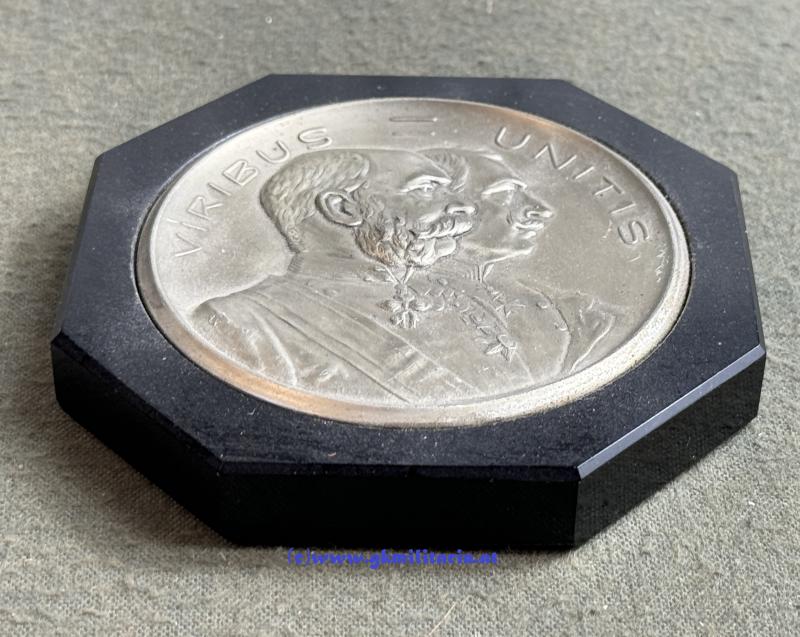 k.u.k. patriotischer Briefbeschwerer - Kaiser Franz Josef u. Wilhelm - Viribus Unitis!! - Gablonz!