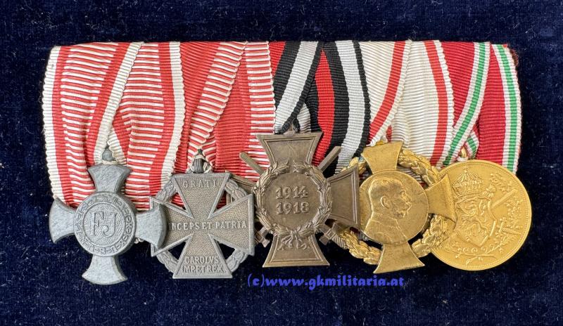 5-teilige k.u.k. Ordensspange - Deutsche Trageweise!