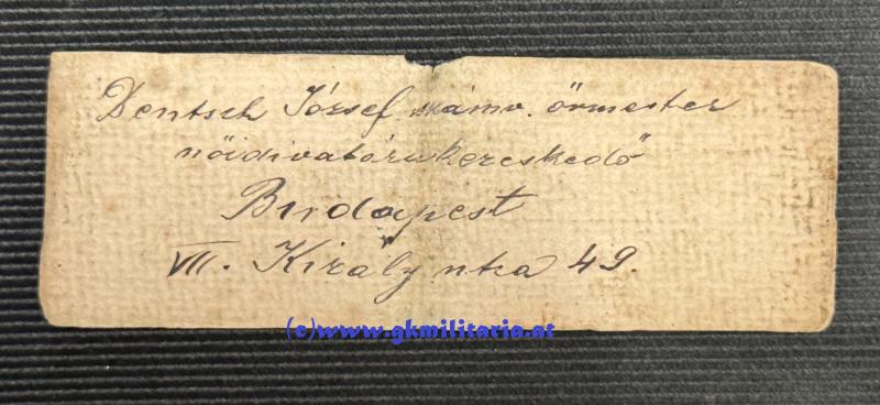 k.u.k. Legitimation/Erkennungsmarke für jüdischen (izr.) Soldaten - Székesfehérvárer Landwehr-Infanterieregiment Nr.17/Székesfehérvári 17. honvéd gyalogezred!!