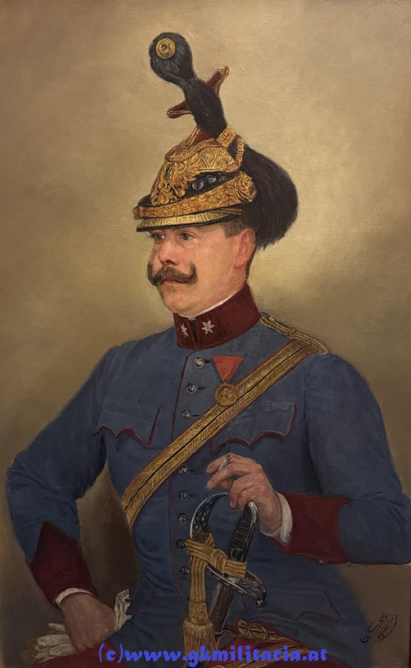 Ölbild k.u.k. Leutnant Landwehr-Ulanen-Regiment Nr. 6 - Wels!