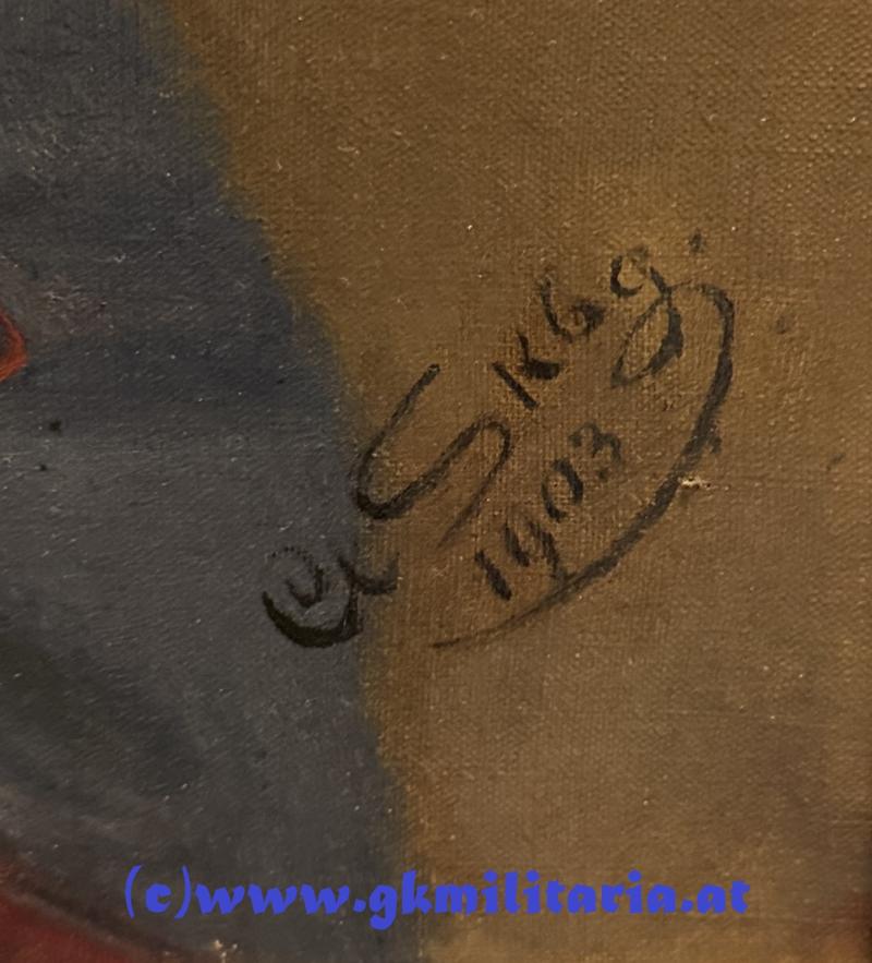 Ölbild k.u.k. Leutnant Landwehr-Ulanen-Regiment Nr. 6 - Wels!