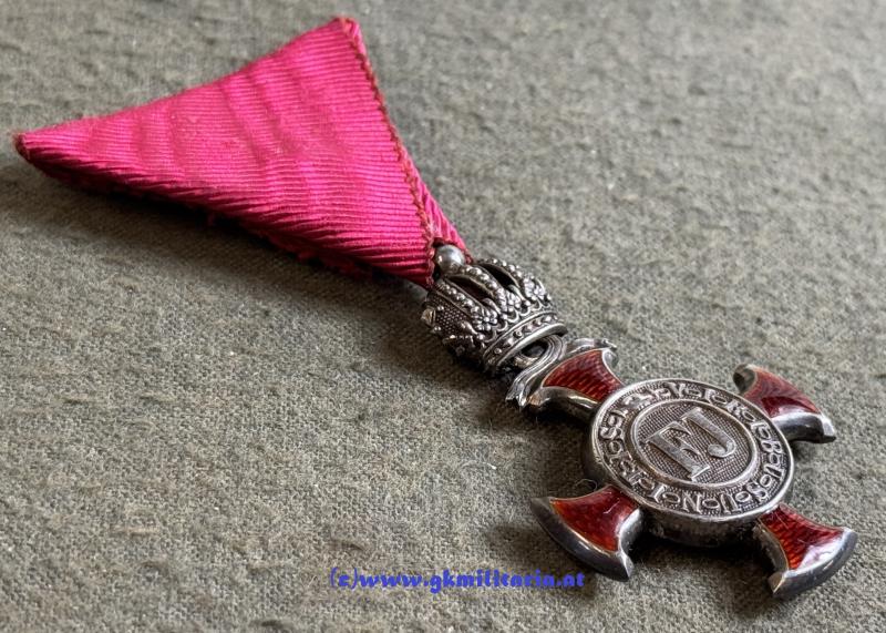 k.u.k. Silbernes Verdienstkreuz mit Krone - K. BÖHM! - Selten!!