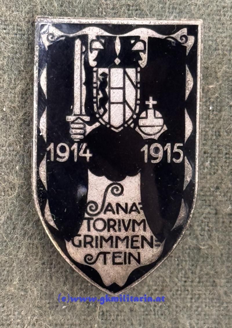 k.u.k. Kappenabzeichen Sanatorium Grimmenstein 1914-1915 - Kriegsspital in NÖ!!