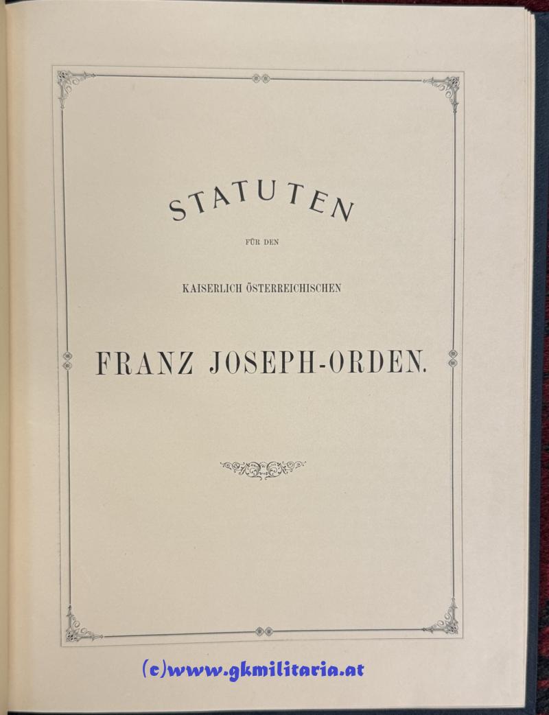 Gedenkblatt/Statuten Franz Joseph-Orden Leopold TOMOLA!!
