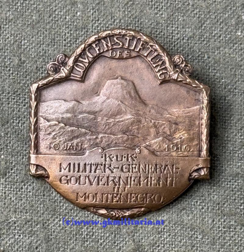 Kappenabzeichen k.u.k. General-Gouvernement Montenegro - Lovcenstiftung 1916!