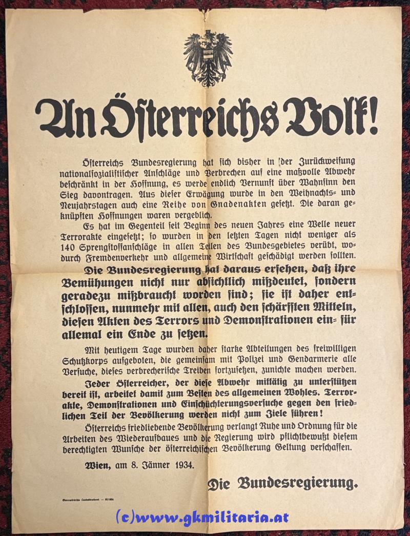 Plakat Bürgerkrieg 1934 -