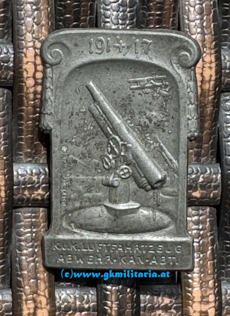 k.u.k. Kappenabzeichen k.u.k. Luftfahrzeug Abwehr-Kanonen-Abteilung - 1914-17!!