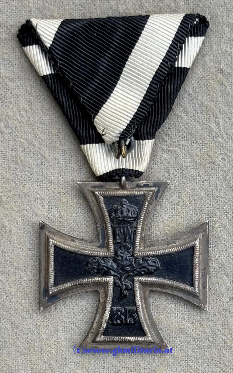 Preussisches Eisernes Kreuz 2. Klasse 1914 mit Bandspange!! Österr. Trageweise !