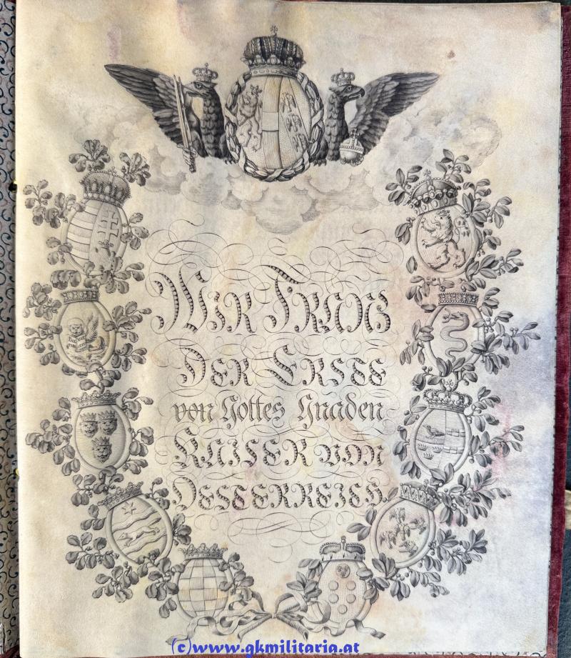 k.u.k. Adelsdiplom 1815 für Aloys Palkle von Palklay - Kaiser Franz I. von Österreich 1815 - Polen - Warschau - Salzverschleiss Direction Wieliczka!!