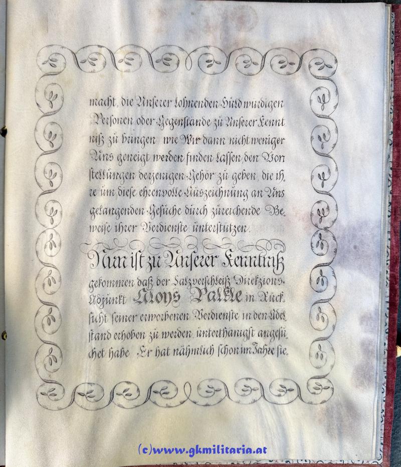 k.u.k. Adelsdiplom 1815 für Aloys Palkle von Palklay - Kaiser Franz I. von Österreich 1815 - Polen - Warschau - Salzverschleiss Direction Wieliczka!!