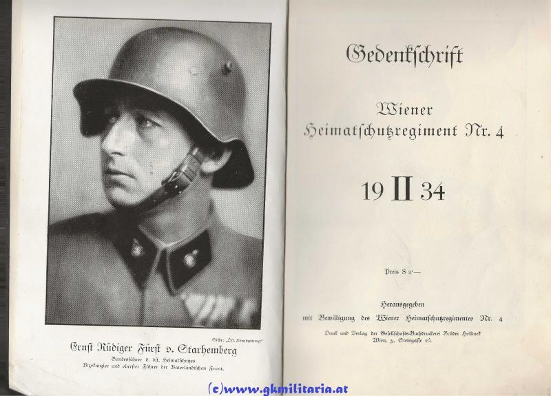 Gedenkschrift Wiener Heimatschutzregiment Nr. 4 - 19II34 - Bürgerkrieg 1934!!