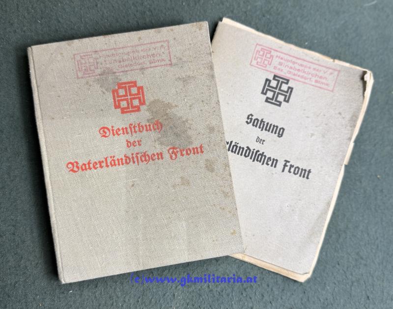 Dienstbuch + Satzung der Vaterländischen Front - Hauptgruppe der V.F. SINABELKIRCHEN, Bez. Gleisdorf Stmk.!!