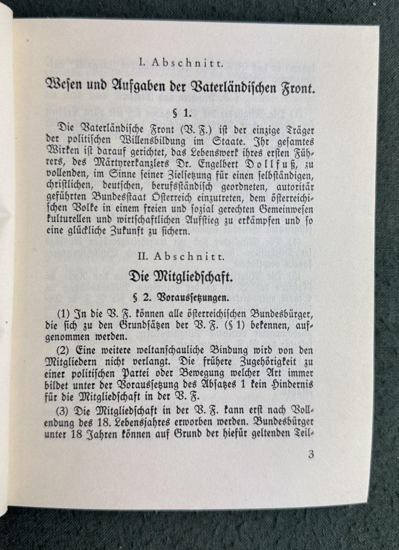 Dienstbuch + Satzung der Vaterländischen Front - Hauptgruppe der V.F. SINABELKIRCHEN, Bez. Gleisdorf Stmk.!!
