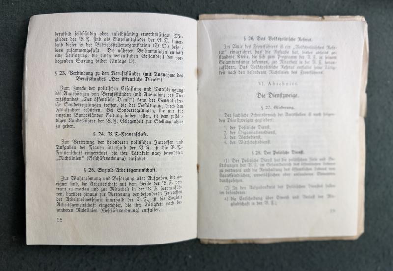 Dienstbuch + Satzung der Vaterländischen Front - Hauptgruppe der V.F. SINABELKIRCHEN, Bez. Gleisdorf Stmk.!!