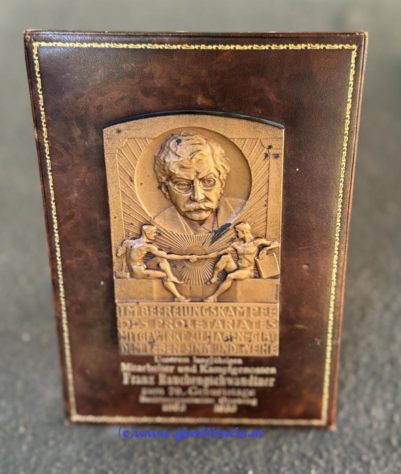 Viktor Adler Plakette 1933 - SDAP - 1. Republik! - Sehr selten!