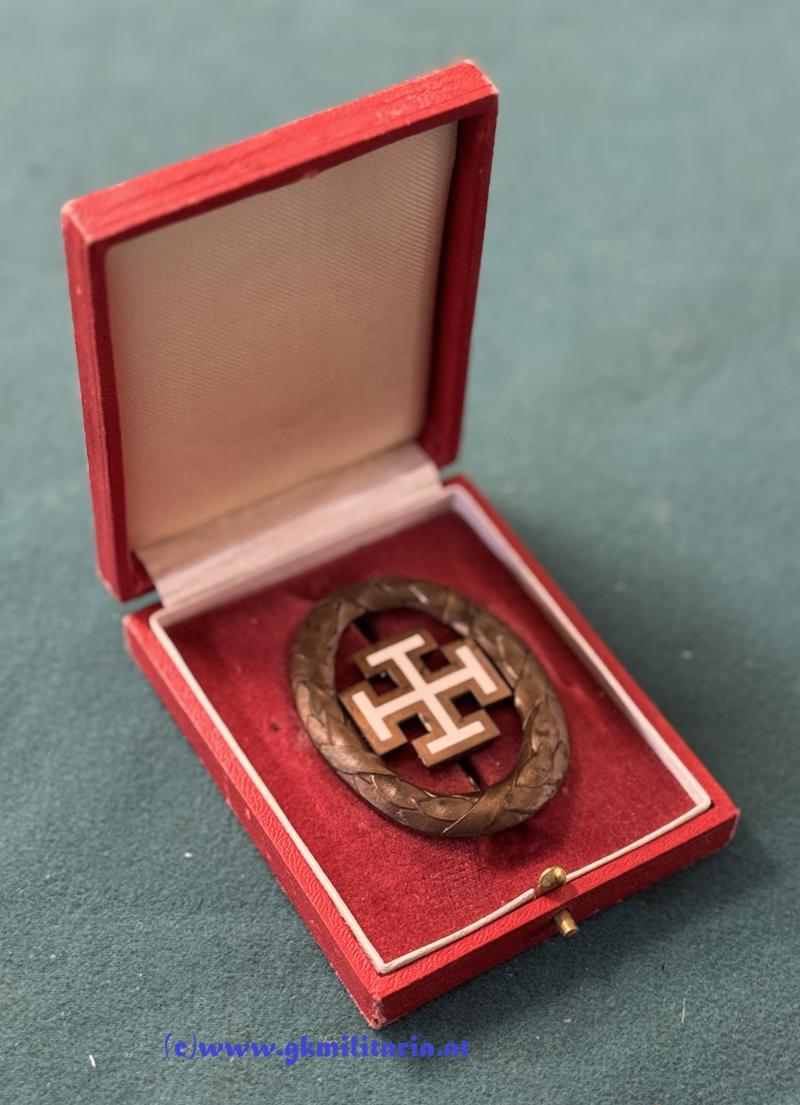 ÖSTERREICH - 1. REPUBLIK UND BUNDESSTAAT - Bronzenes Ehrenzeichen der Vaterländischen Front 2. Klasse im Etui!