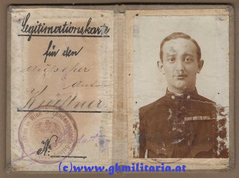 Legitimationskarte für den Aufseher Anton Kräftner - Landesgerichts-Gefangenenhaus Wien - 1. Republik!