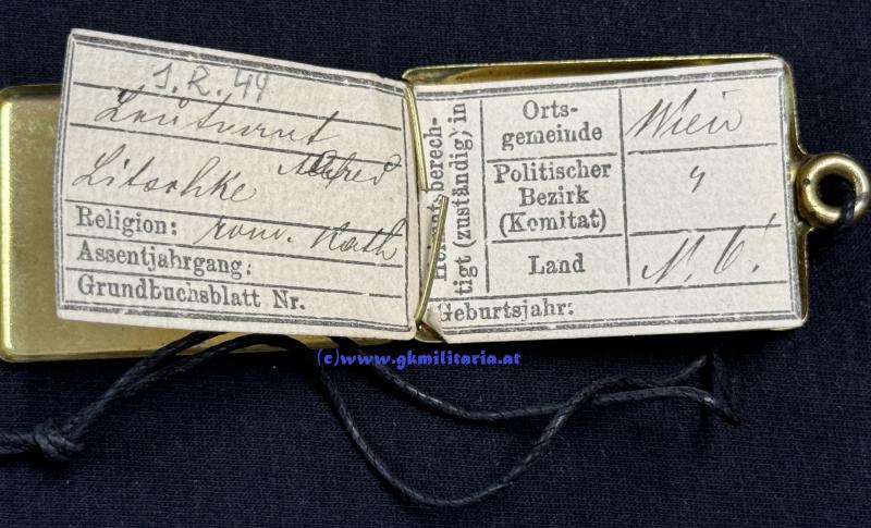 k.u.k. Legitimation Leutnant Alfred Litschke Inf. Reg. 49!!