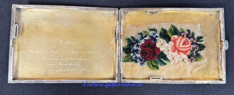 k.u.k. Zigarettentabatiere k.u.k. Luftfahrtruppe - Flugzeugführer Kpl. Karl Guttmann FLIK 24+39!!