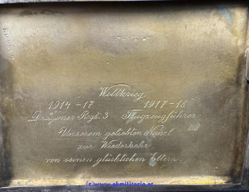 k.u.k. Zigarettentabatiere k.u.k. Luftfahrtruppe - Flugzeugführer Kpl. Karl Guttmann FLIK 24+39!!