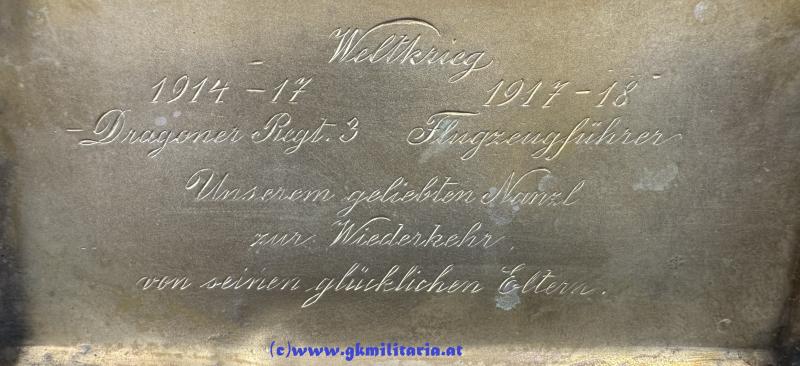 k.u.k. Zigarettentabatiere k.u.k. Luftfahrtruppe - Flugzeugführer Kpl. Karl Guttmann FLIK 24+39!!