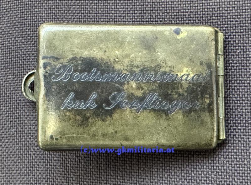 Kapsel für Legitimation k.u.k. Kriegsmarine - Bootsmannsmaat k.u.k. Seeflieger Siegfried Schnetzer !! - mit Gravur!! - RAR!