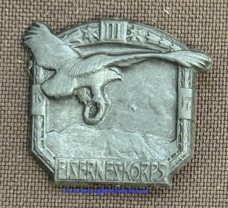 k.u.k. Kappenabzeichen III. EISERNES KORPS - 1917 !!