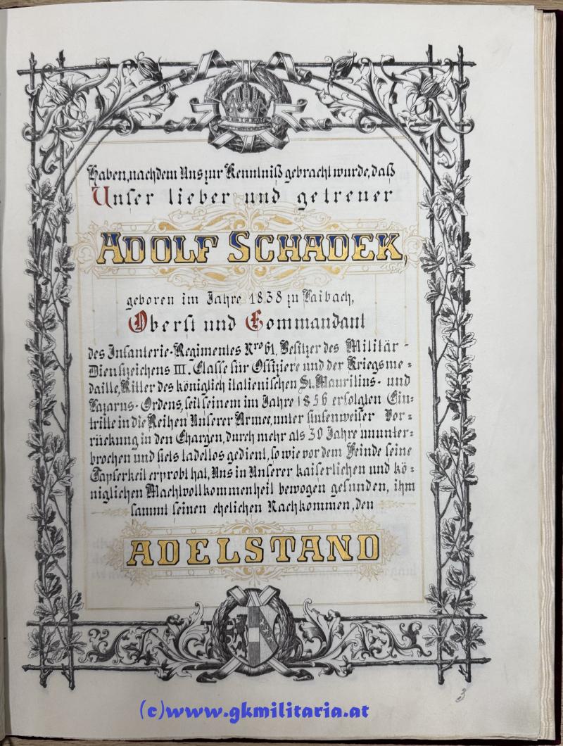 Großer Urkundennachlass Feldmarschallleutnant Adolf Schadek Edler von Schadeckfels - Kmdt. Landwehr-Infanterie-Brigade in Przemysl!!