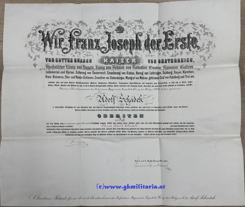 Mehr Fotos: Großer Urkundennachlass Feldmarschallleutnant Adolf Schadek Edler von Schadeckfels - Kmdt. Landwehr-Infanterie-Brigade in Przemysl!!