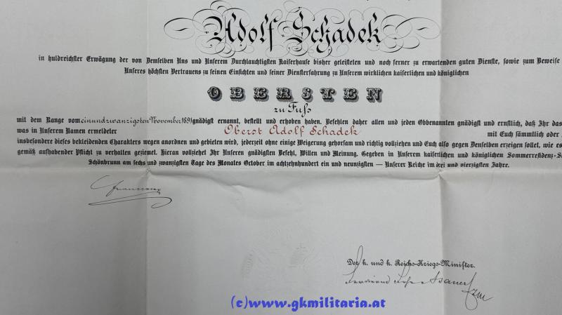 Mehr Fotos: Großer Urkundennachlass Feldmarschallleutnant Adolf Schadek Edler von Schadeckfels - Kmdt. Landwehr-Infanterie-Brigade in Przemysl!!