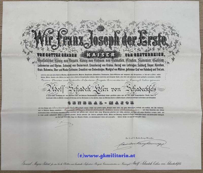 Mehr Fotos: Großer Urkundennachlass Feldmarschallleutnant Adolf Schadek Edler von Schadeckfels - Kmdt. Landwehr-Infanterie-Brigade in Przemysl!!